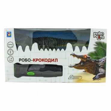 Т16445 1Toy Игрушка Робо-крокодил на ИК пульт управ (звук, свет, движение), кор. 14*26*10 см